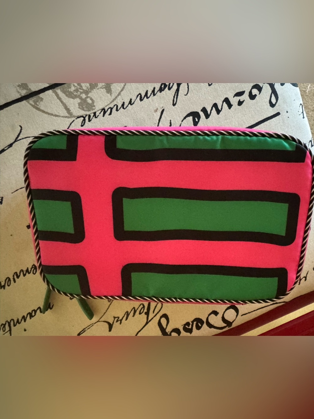 Sonia Kashuk Travel Cosmetic Bag Pink and Green - Picture 4 of 5